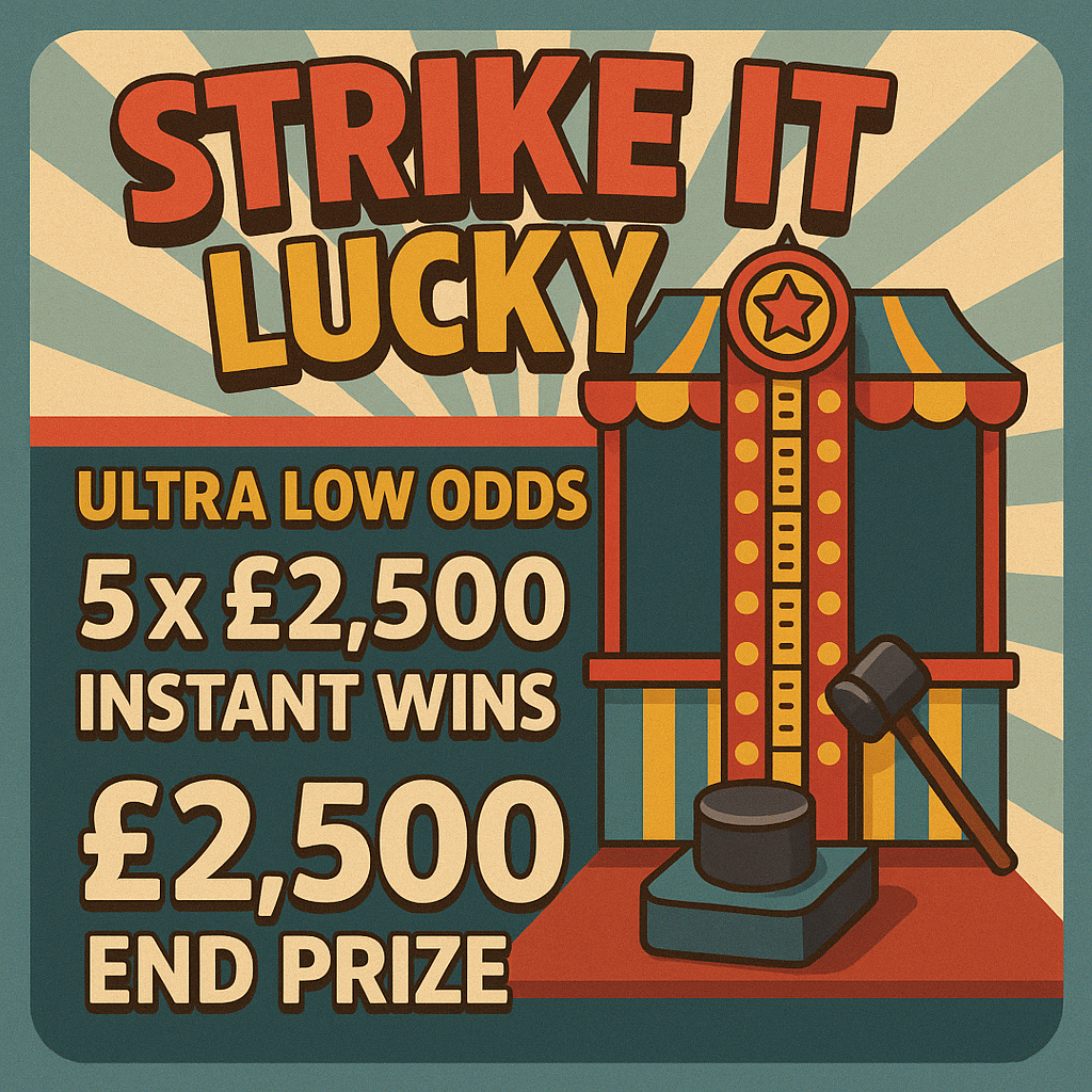 STRIKE IT LUCKY! 5 X £2.5K INSTANT WINS + £2.5K END PRIZE! ULTRA LOW ODDS