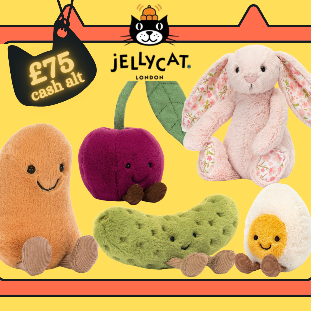 JELLYCAT OF YOUR CHOICE UP TO £100! £75 CASH ALT!