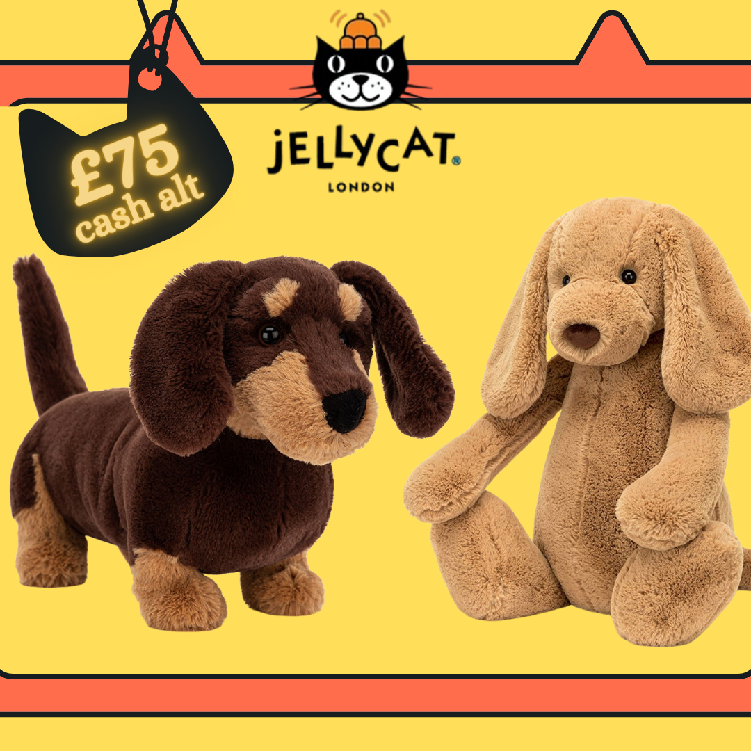 JELLYCAT OF YOUR CHOICE UP TO £100! £75 CASH ALT!