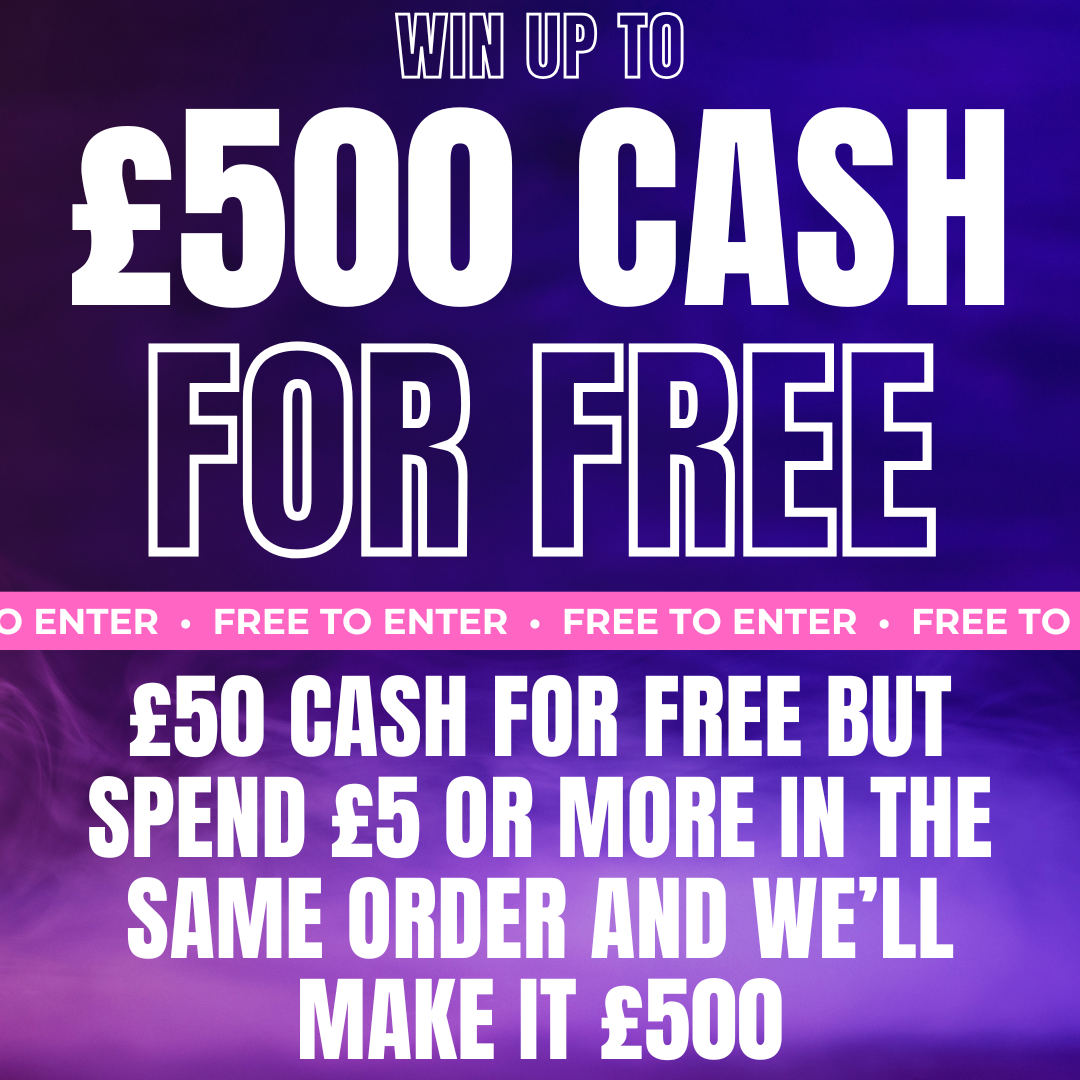 SPEND £5, WIN £500 FOR FREE (£50 IF YOU DON'T SPEND £5 IN THE SAME ORDER)