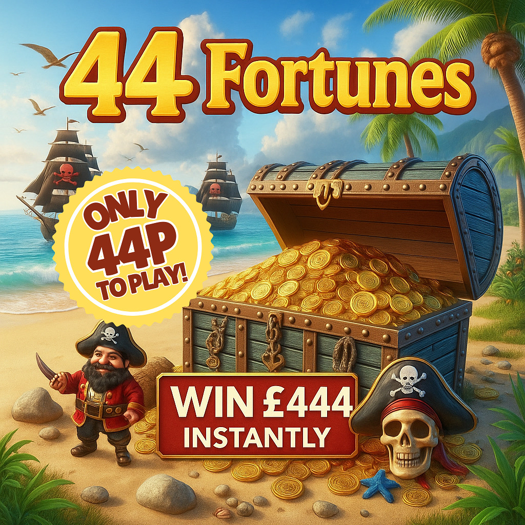 44 FORTUNES! WIN £444 CASH FOR JUST 44P - OUR CHEAPEST EVER COMP!