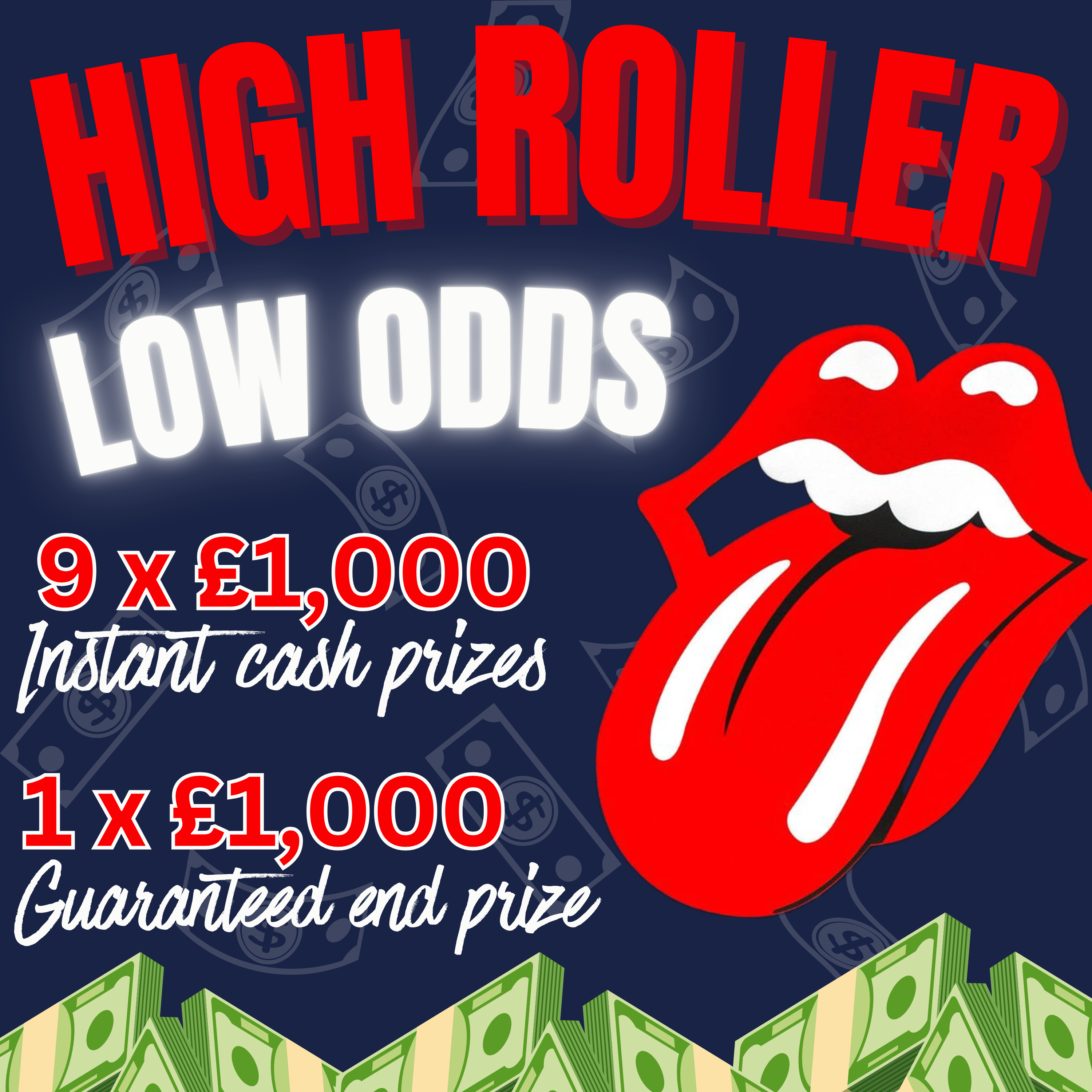 REALLY.. HIGH ROLLER! JUST 499 TICKETS, 9 X £1K INSTANTS + £1K END!