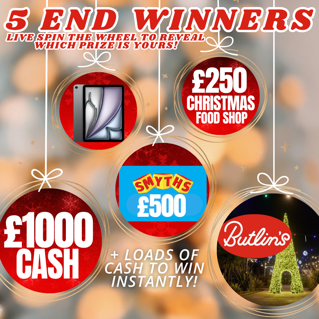 5 END PRIZE WINNER COMP - SPIN LIVE TO SEE WHAT YOU WIN!