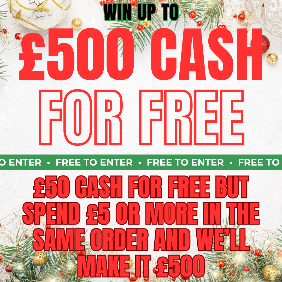 SPEND £5, WIN £500 FOR FREE (£50 IF YOU DON'T SPEND £5 IN THE SAME ORDER)