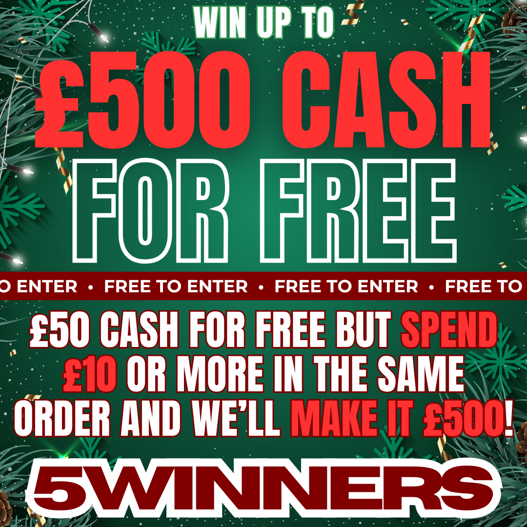 FREE! 5 WINNERS!! SPEND £10, WIN £500 FOR FREE
