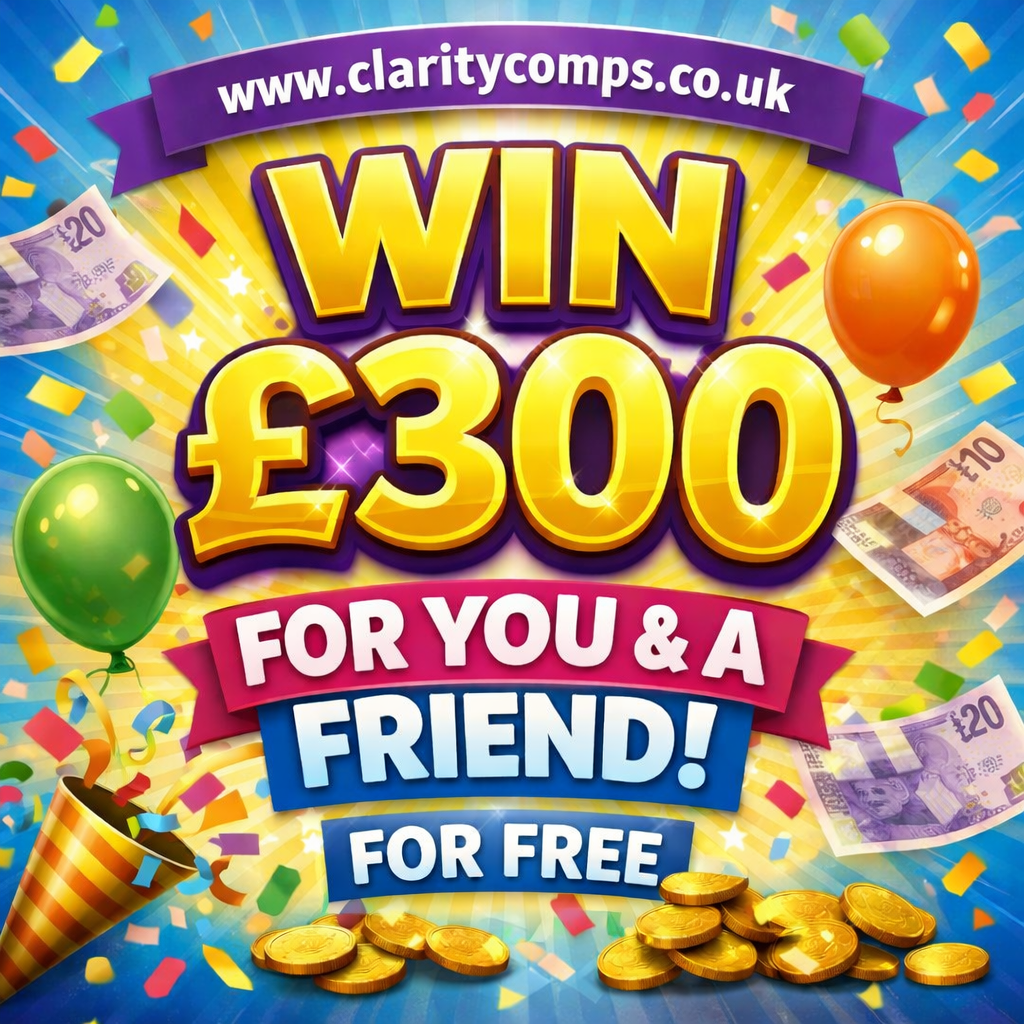 WIN UP TO £300 FOR YOU AND A FRIEND FOR FREE! SPEND £6 FOR MAX FREEBIE!