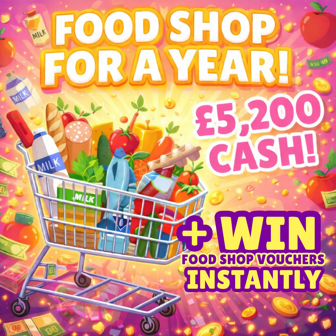 FOOD SHOP FOR A YEAR! 49P ENTRY + FOOD VOUCHER INSTANTS!
