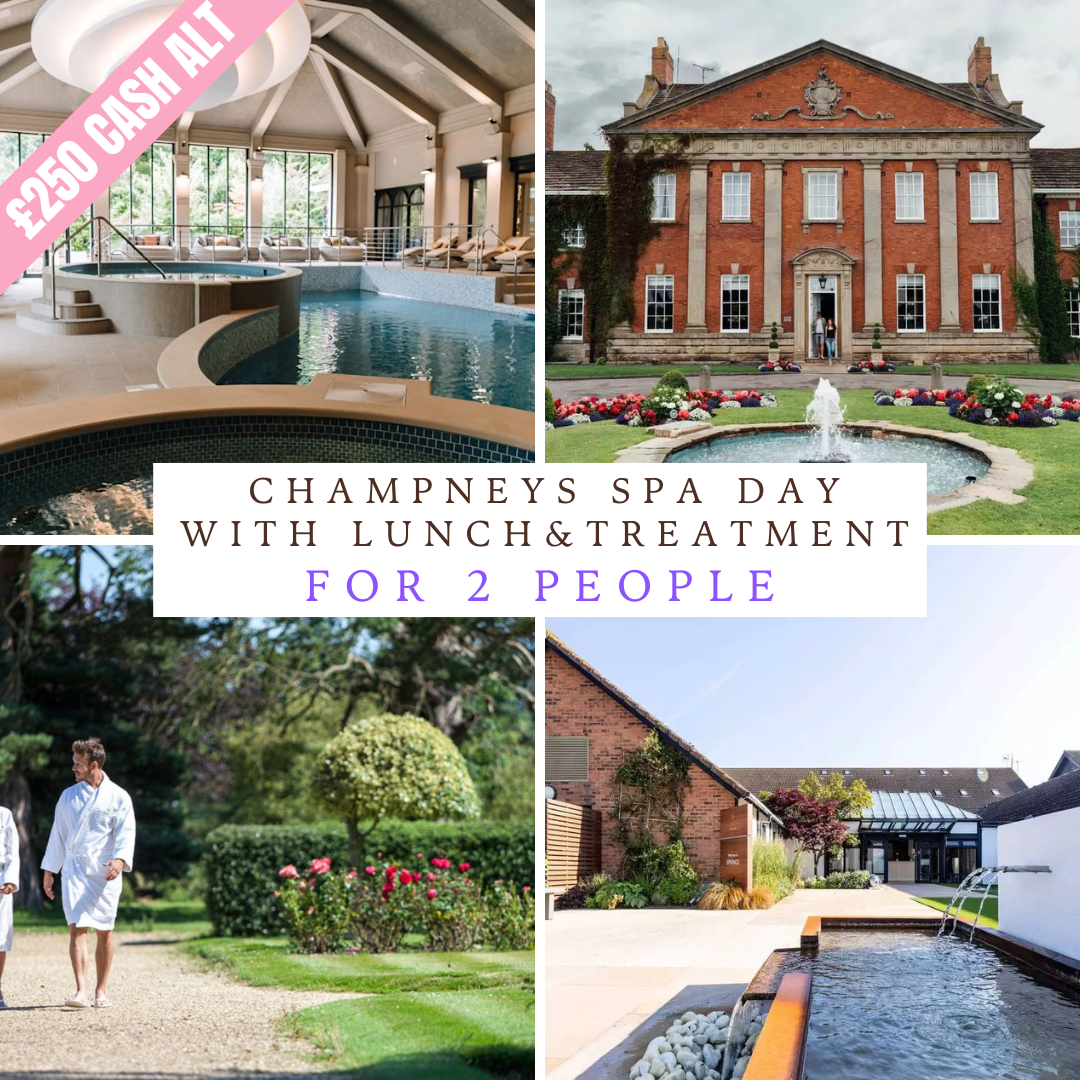 CHAMPNEYS SPA DAY FOR 2 WITH TREATMENT & LUNCH! OR £250!
