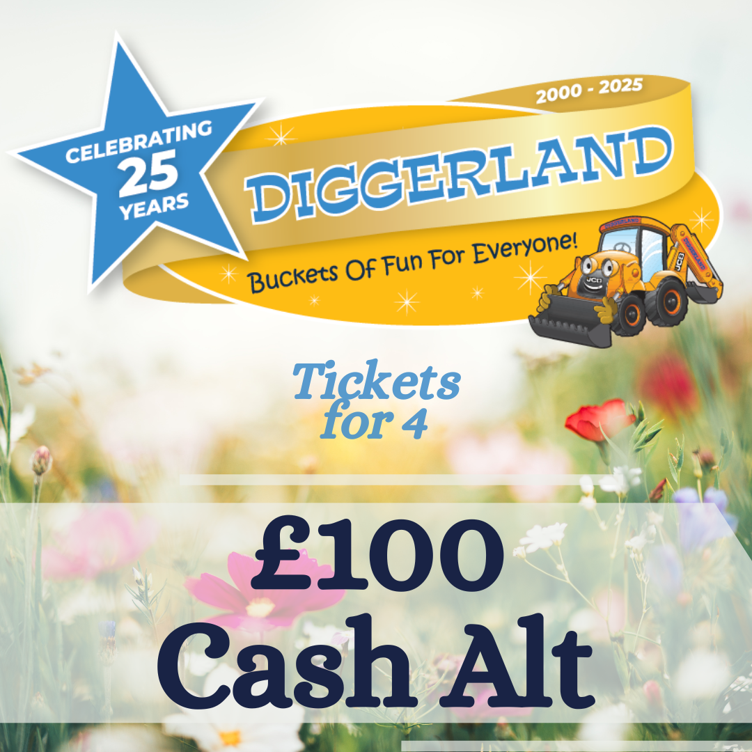 DIGGERLAND TICKETS FOR 4 OR £100 CASH!