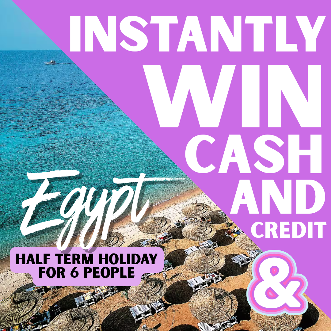 HUGE £20K INSTANT WINS FOR 50P + 5* EGYPT HOLIDAY END PRIZE!