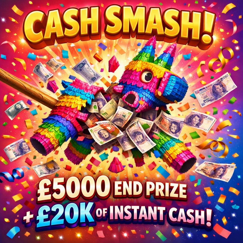 CASH SMASH! £5K END PRIZE + £20K CASH ONLY INSTANT WINS!