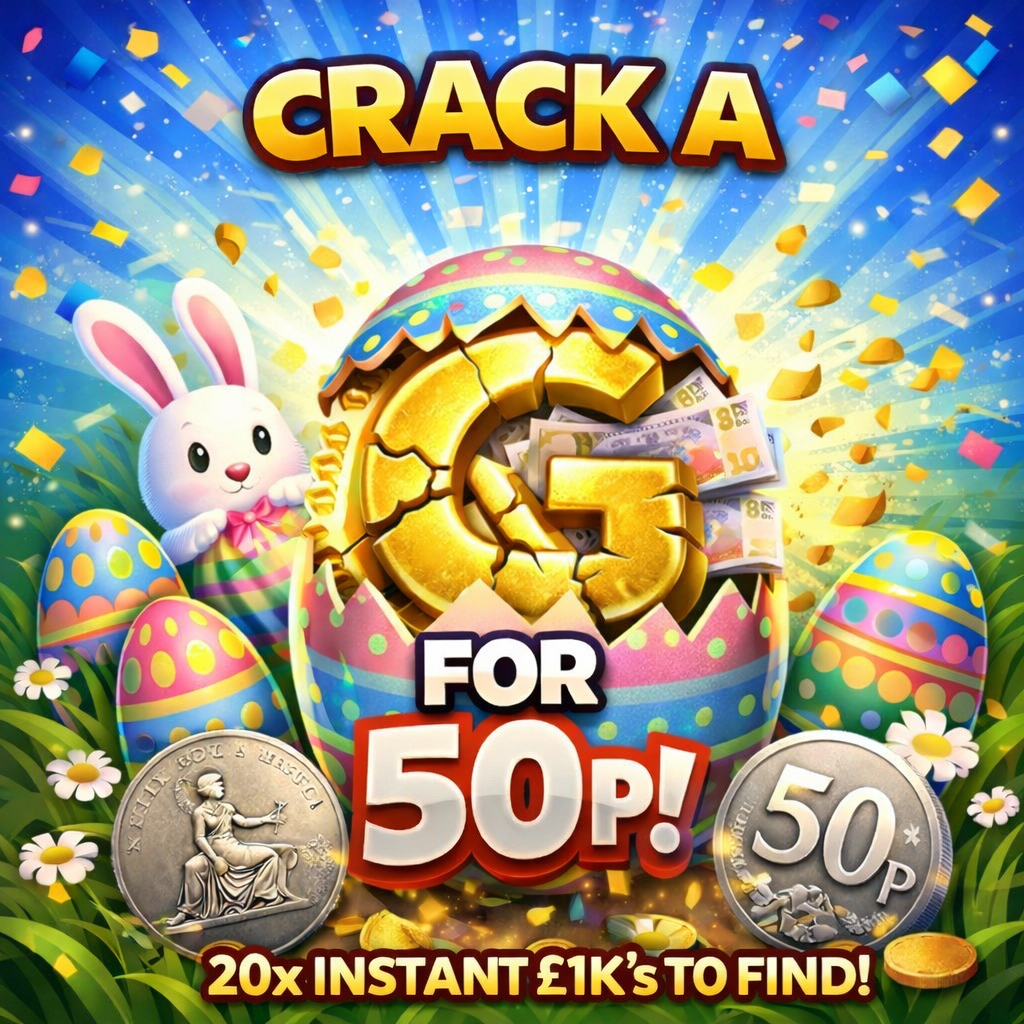 EASTER SPECIAL! CRACK A G FOR 50P! 20x £1K'S TO FIND!