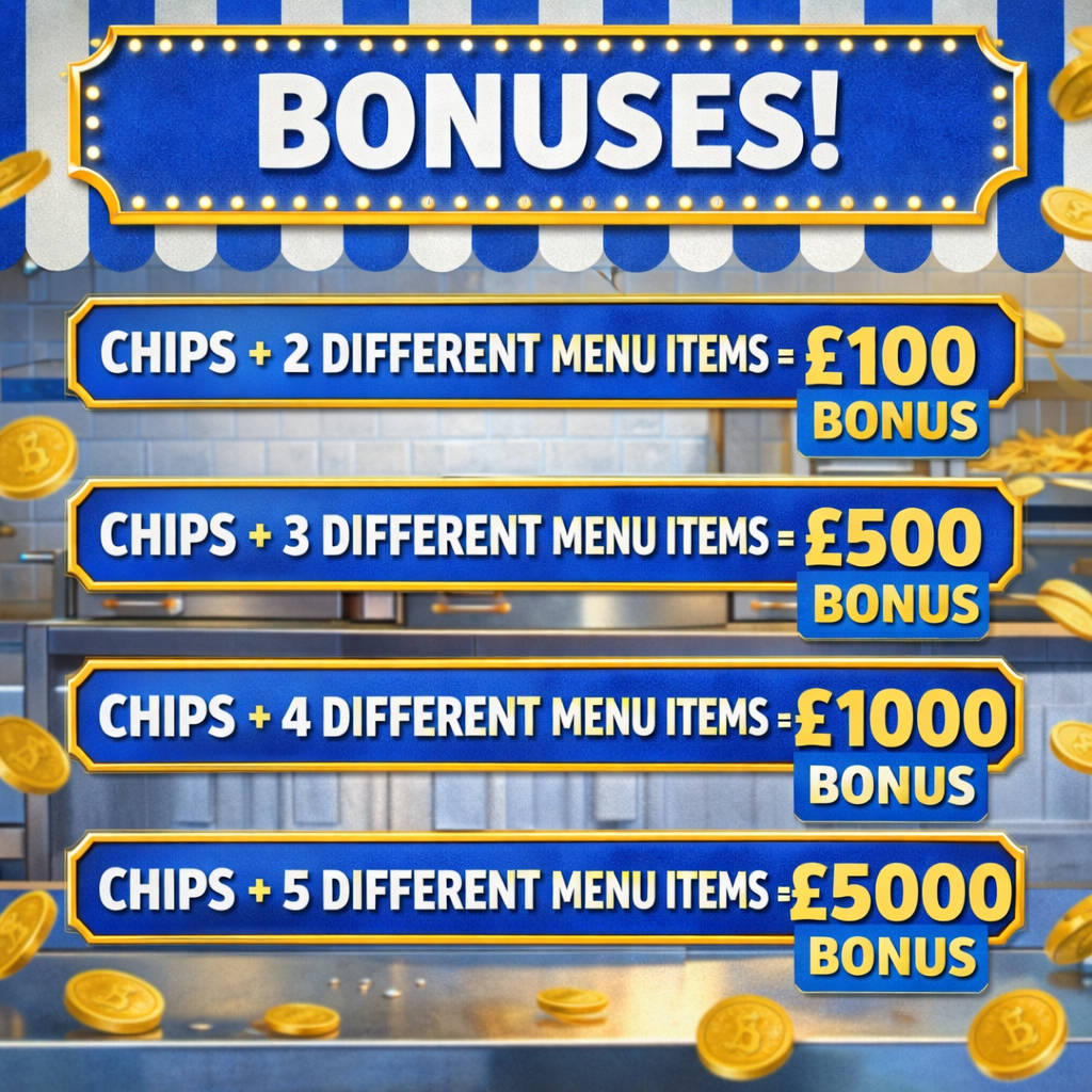 ALBIE'S CHIPPY! WIN UP TO £11,600 WITH BONUSES (SEE DESC!)