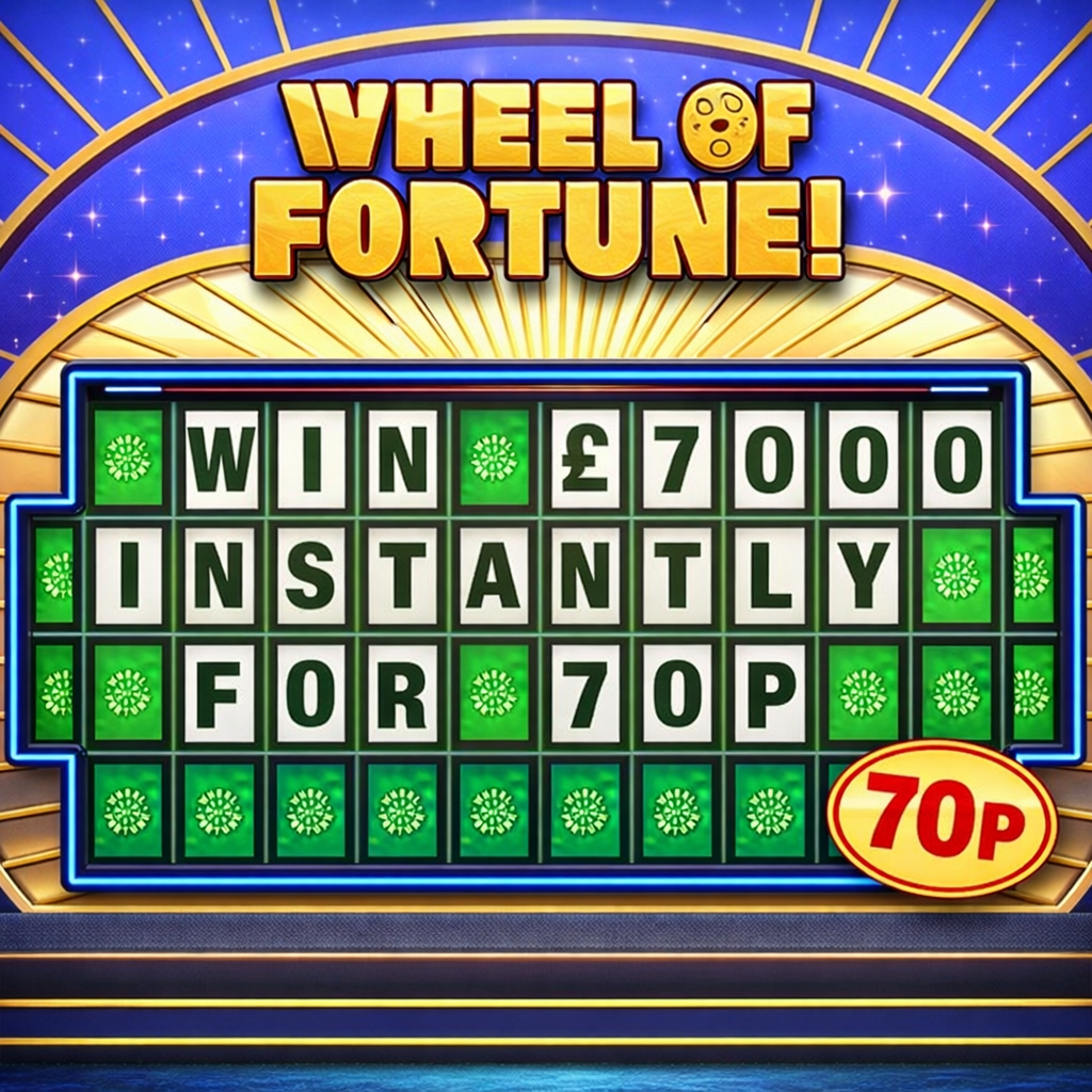 WHEEL OF FORTUNE! WIN £7,000 INSTANTLY FOR JUST 70P!!